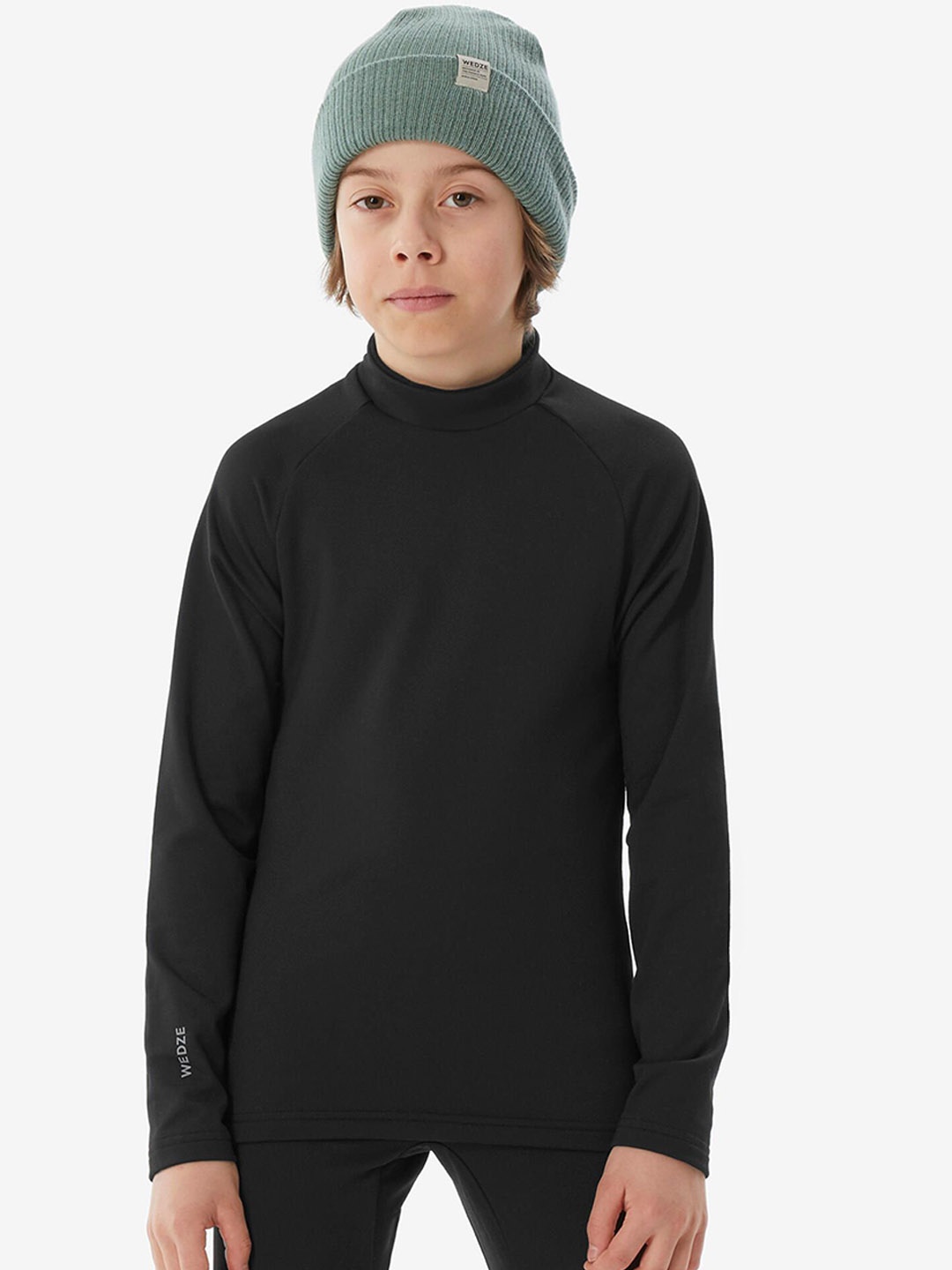 

WEDZE By Decathlon Kids Black Warm Thermal Top