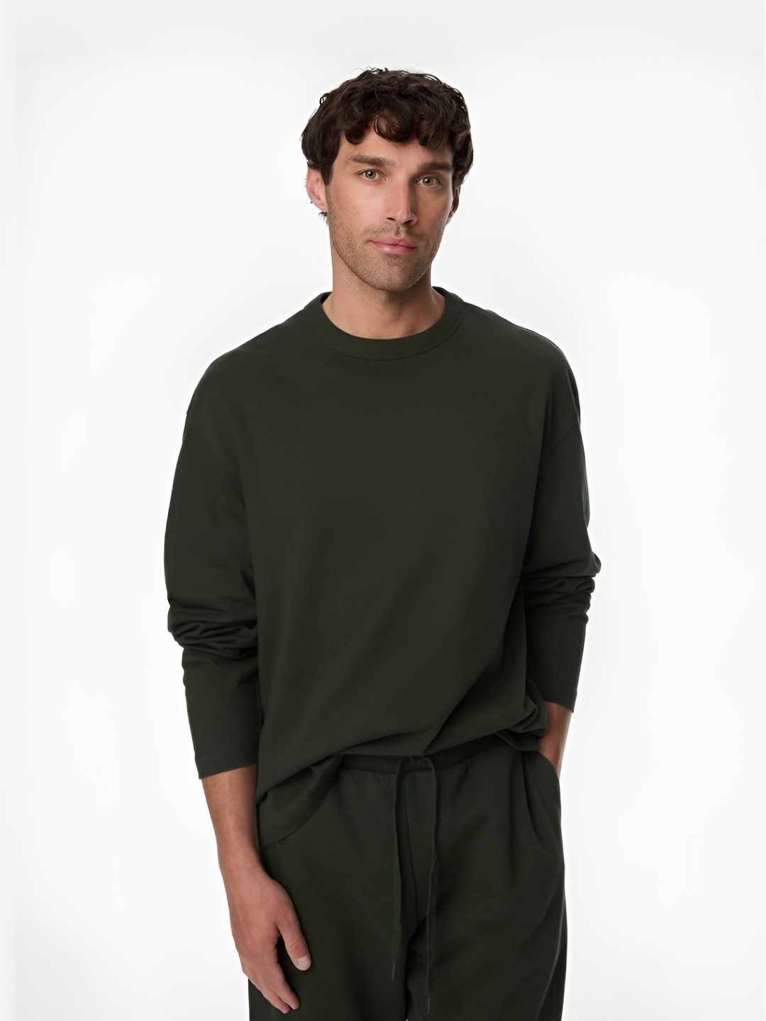 

Marks & Spencer Men Solid Round Neck Cotton T-shirt, Green