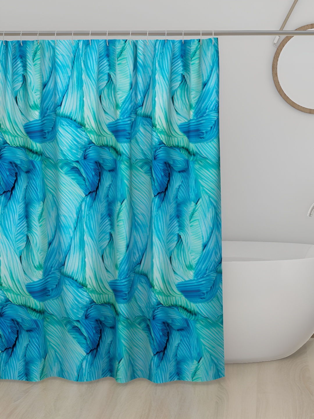 

Lushomes Blue & Green Abstract Printed Shower Curtain