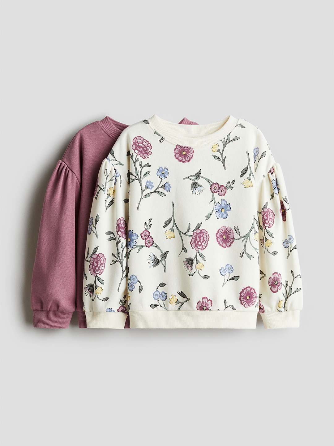 

H&M Girls Pack Of 2 Printed Puff Sleeves Sweatshirt, Pink