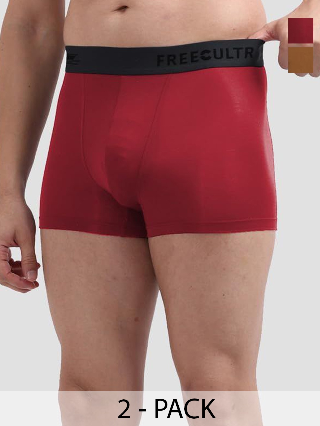 

FREECULTR Pack Of 2 Anti-Bacterial Trunks FC-POP-T-BY-RED-02_XXXL, Brown