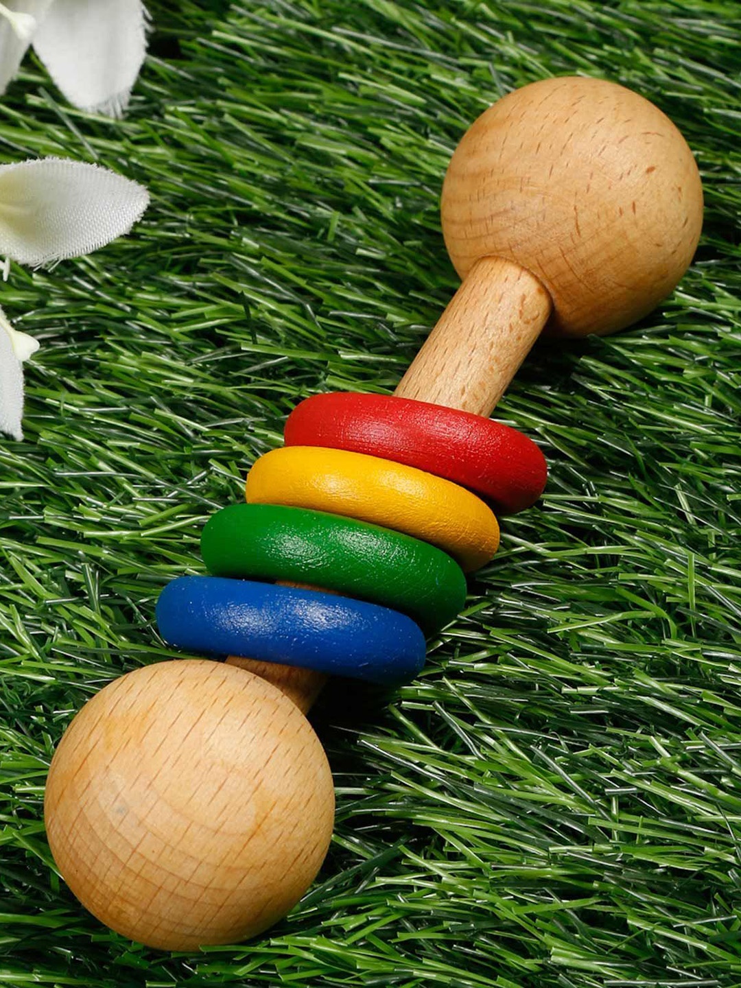 

LITTLE GINNIE Wooden Drum Rattle, Brown