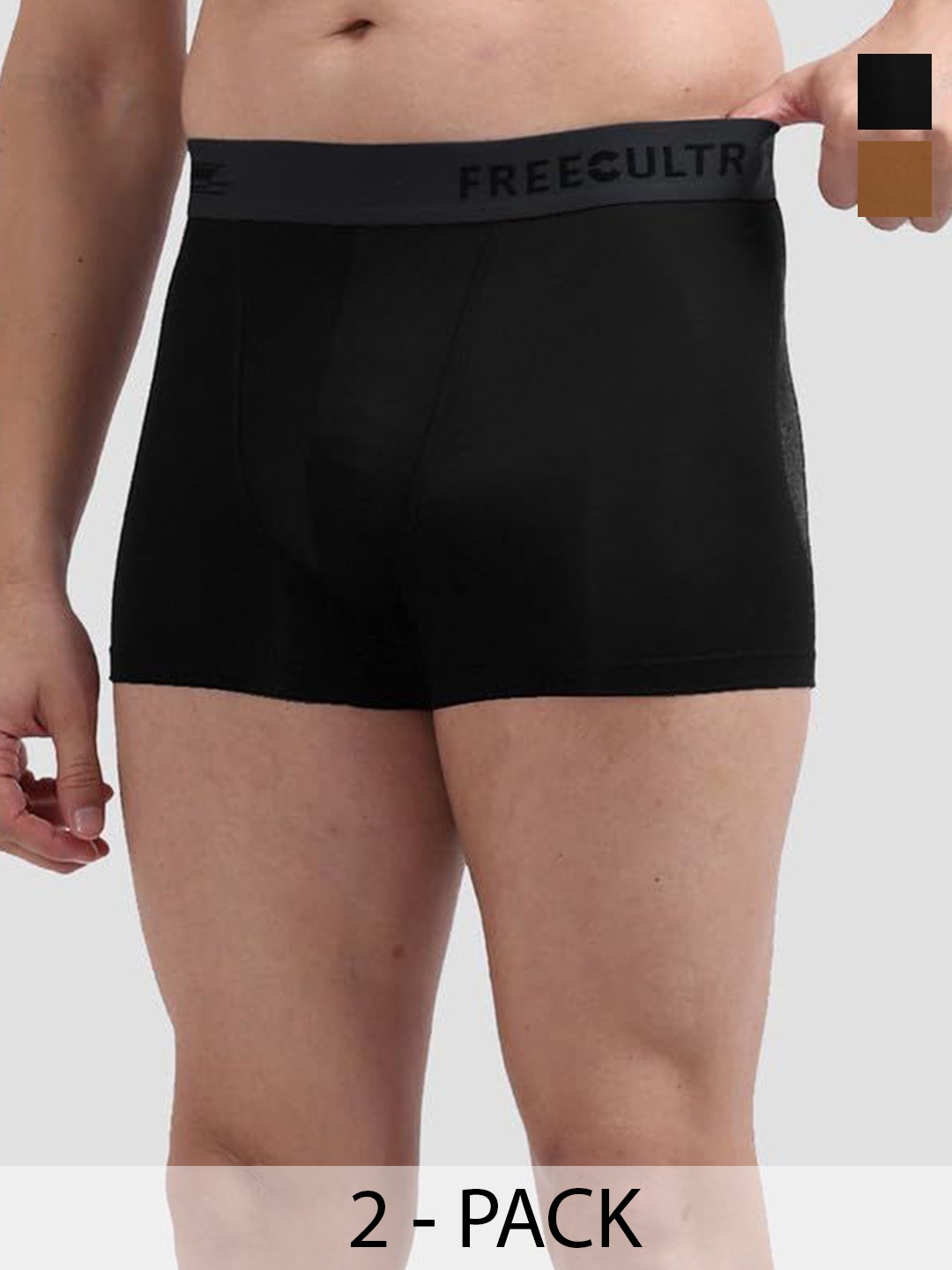 

FREECULTR Pack Of 2 Anti Bacterial Breathability Trunks FC-POP-T-BY-POB-02_XXXL, Coffee brown