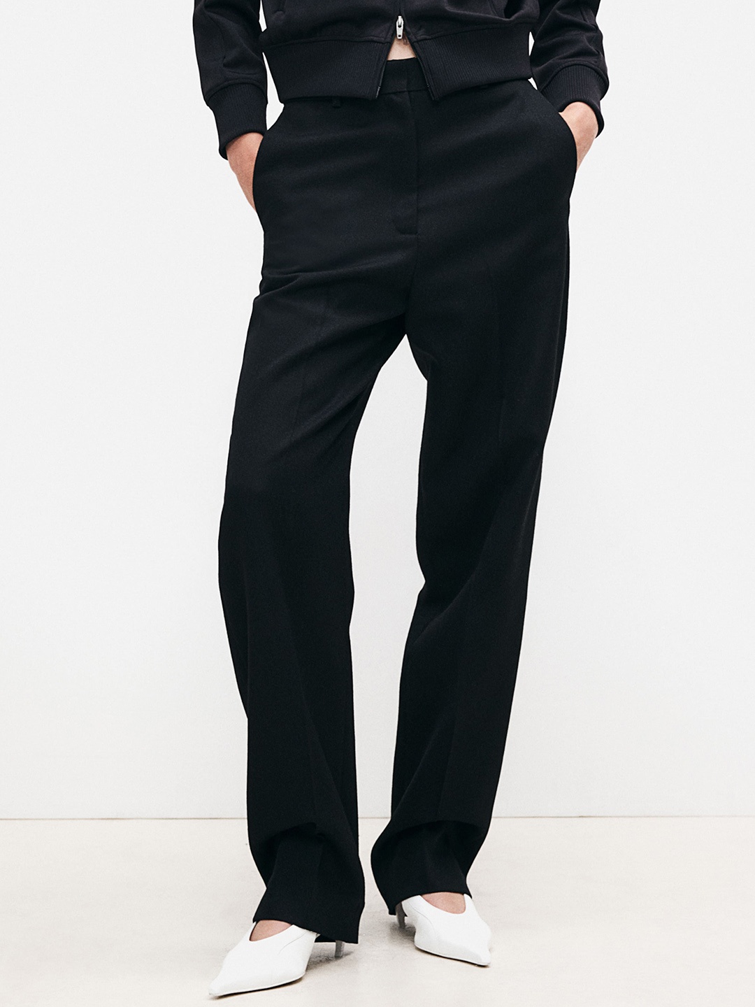 

H&M Tailored Mid Rise Trouser, Black