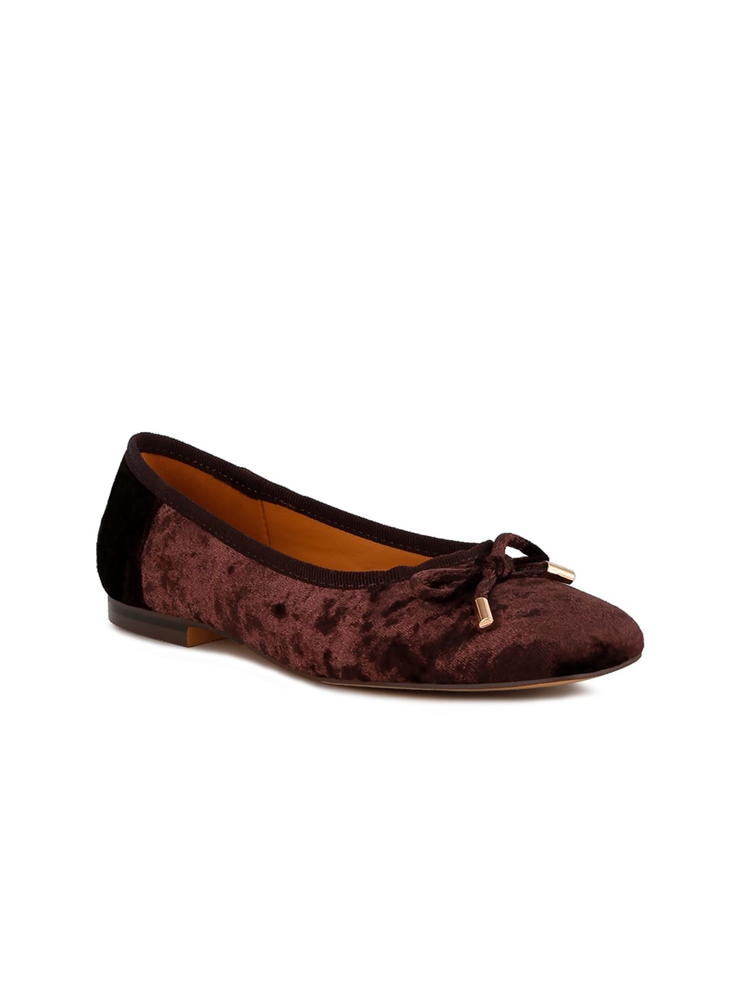 

RAG & CO Women Printed Velvet Loafers, Brown