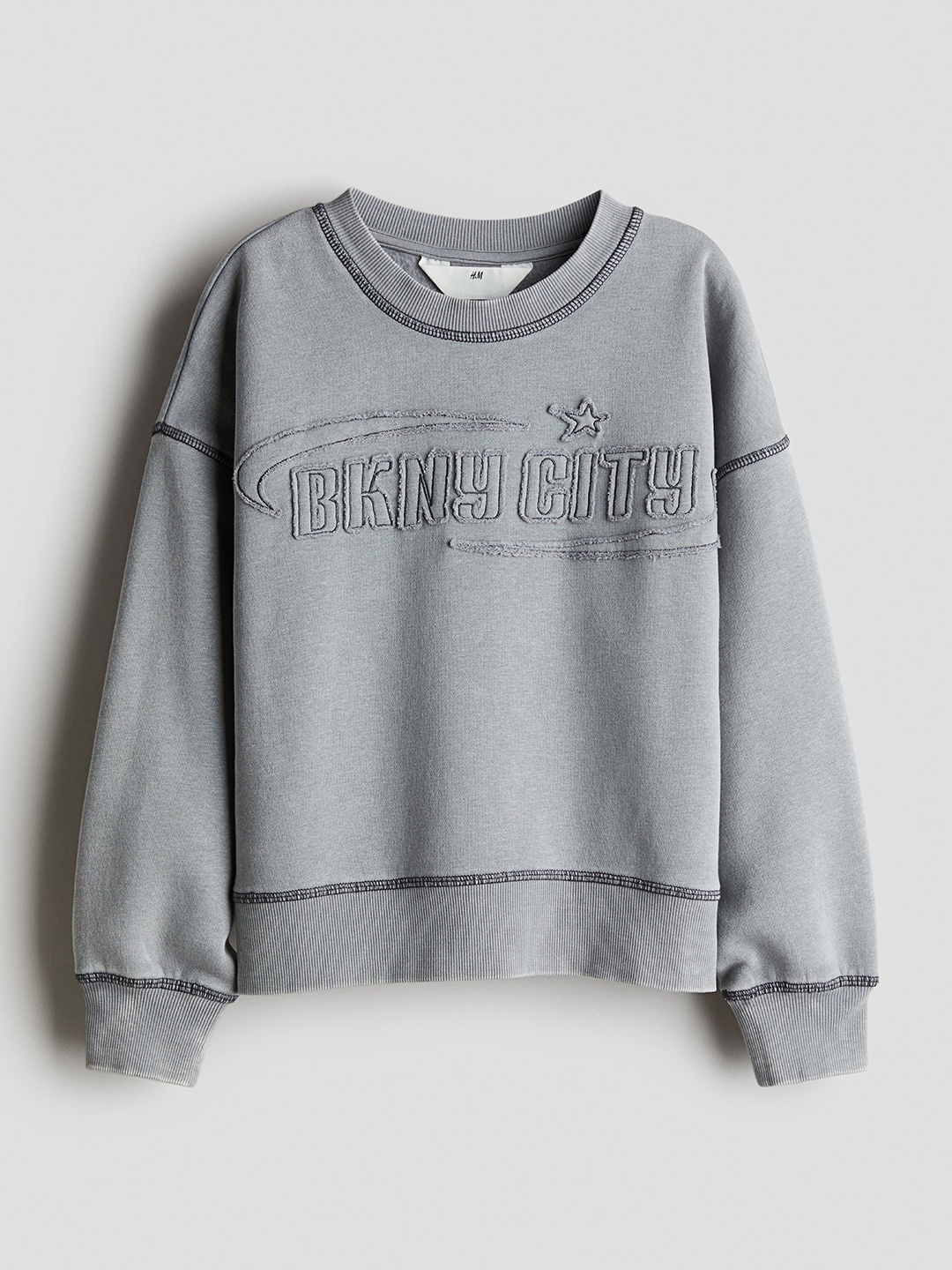 

H&M Girls Printed Motif Detail Sweatshirt, Grey