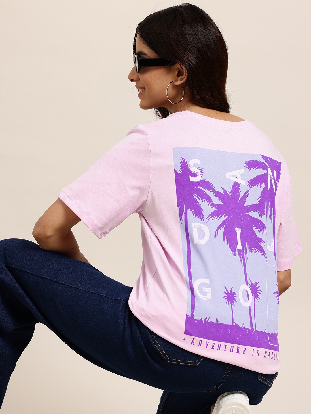 

HERE&NOW Printed Pure Cotton T-shirt, Lavender