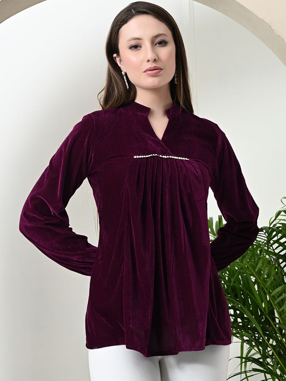 

Sangria Long Sleeve A-Line Tunics, Magenta