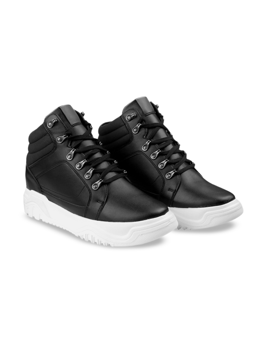 

Bxxy Men Textured Height Increasing Sneaker Elevator Boots, Black