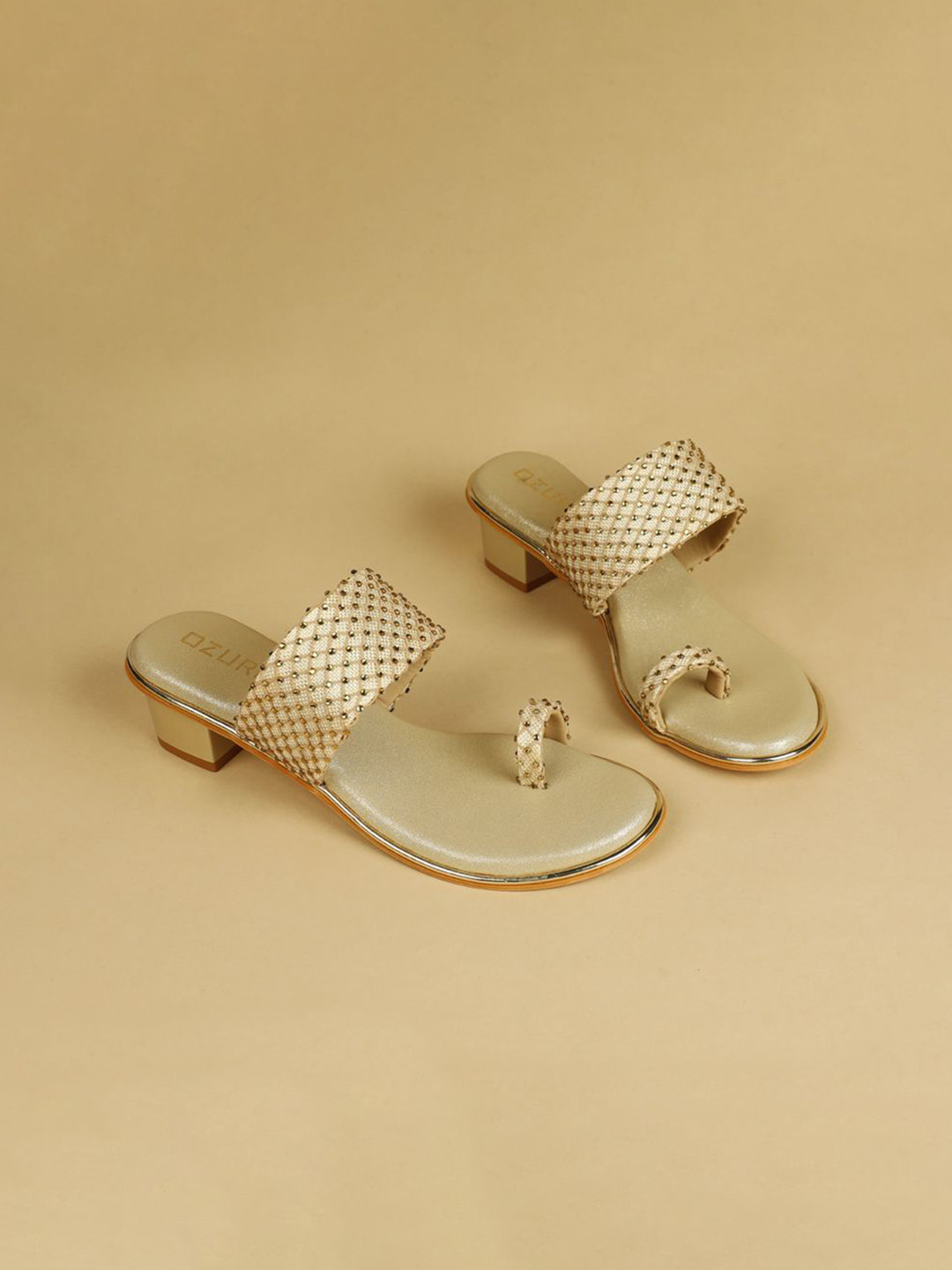 

Ozuri Embellished Party Block Sandals, Gold