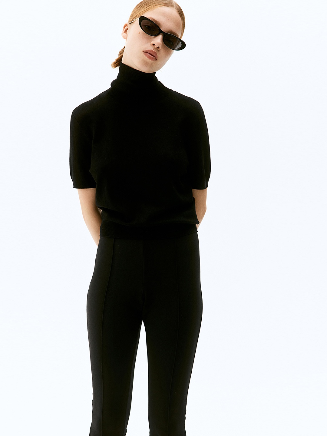 

H&M Fine-Knit Polo-Neck Top, Black