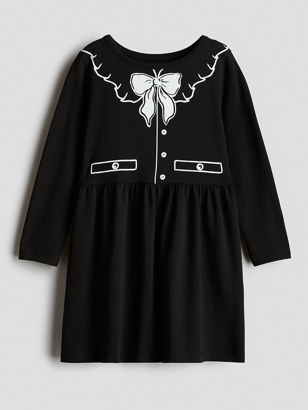 

H&M Girls Printed Cotton Dress, Black