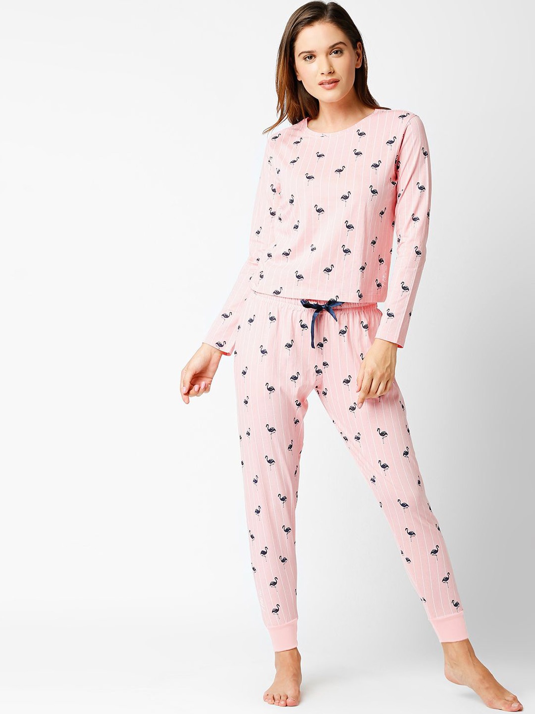 

I like me Women Printed Night suit, Peach