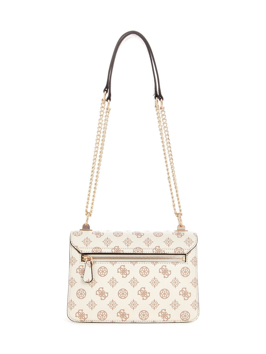

GUESS Women Typography Printed PU Shoulder Bag, Cream