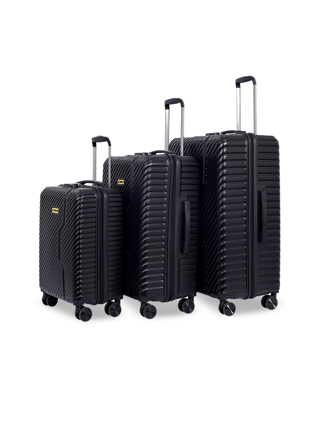 

WROGN Pack Of 3 Hard Sided Cabin, Medium & Large Trolley Bags, Black