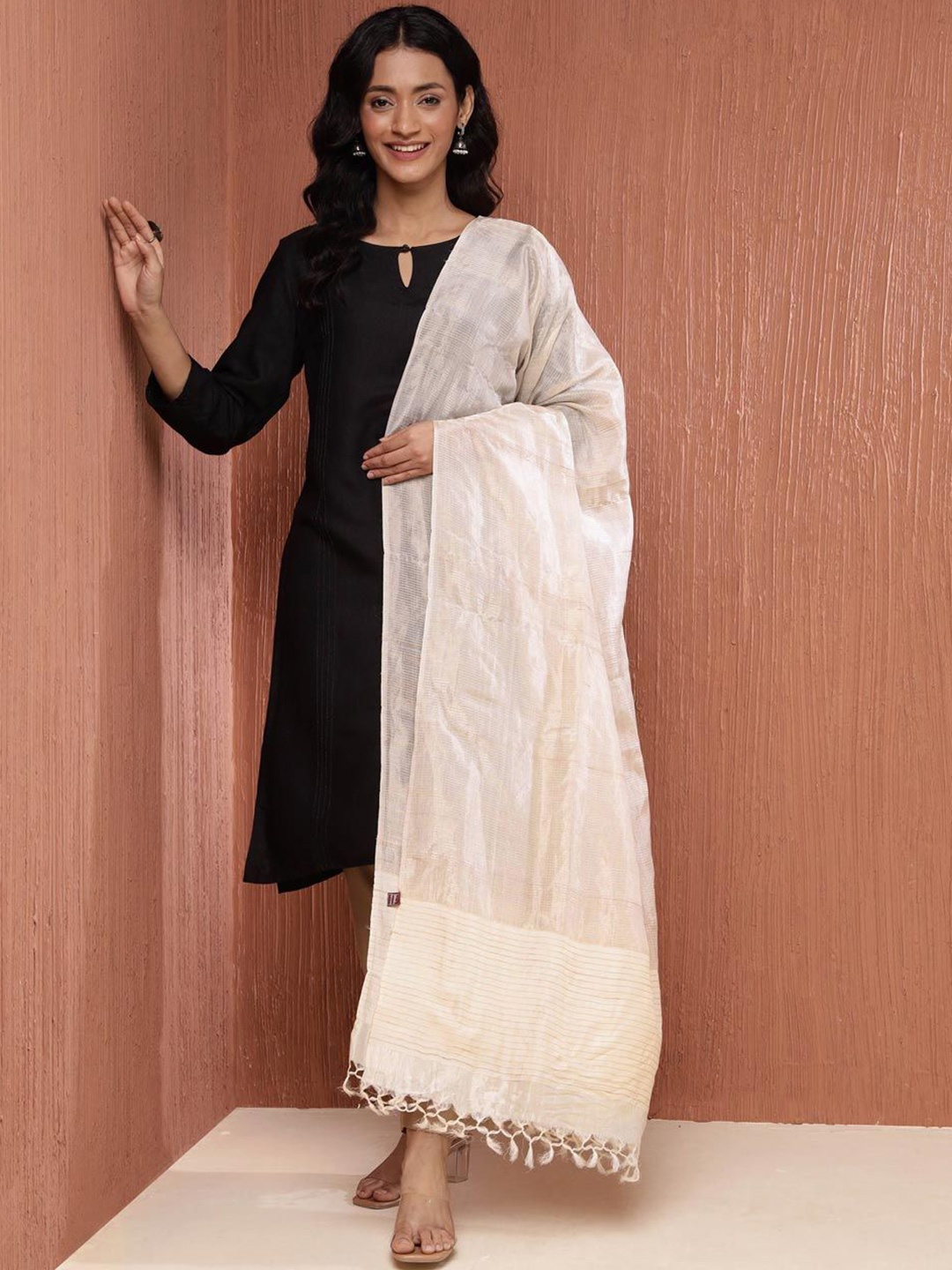 

Fabindia Woven Design Dupatta, Silver