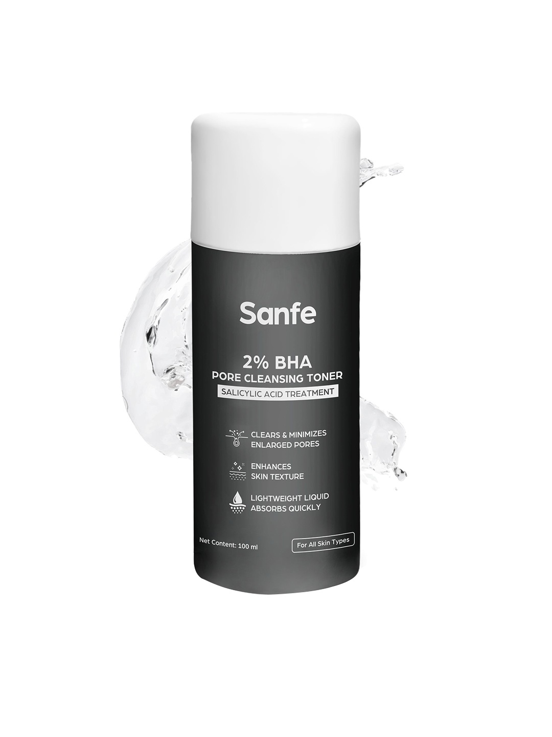 

Sanfe 2% BHA Pore Cleansing Toner with Salicylic Acid - 100 ml, Grey