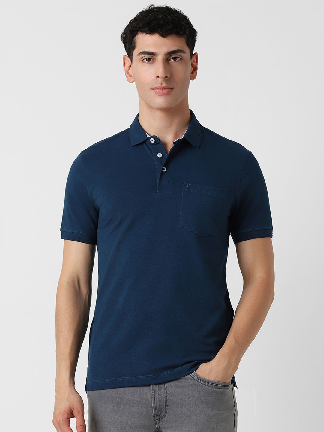 

Van Heusen Sport Men Printed Polo Collar Pockets T-shirt, Navy blue