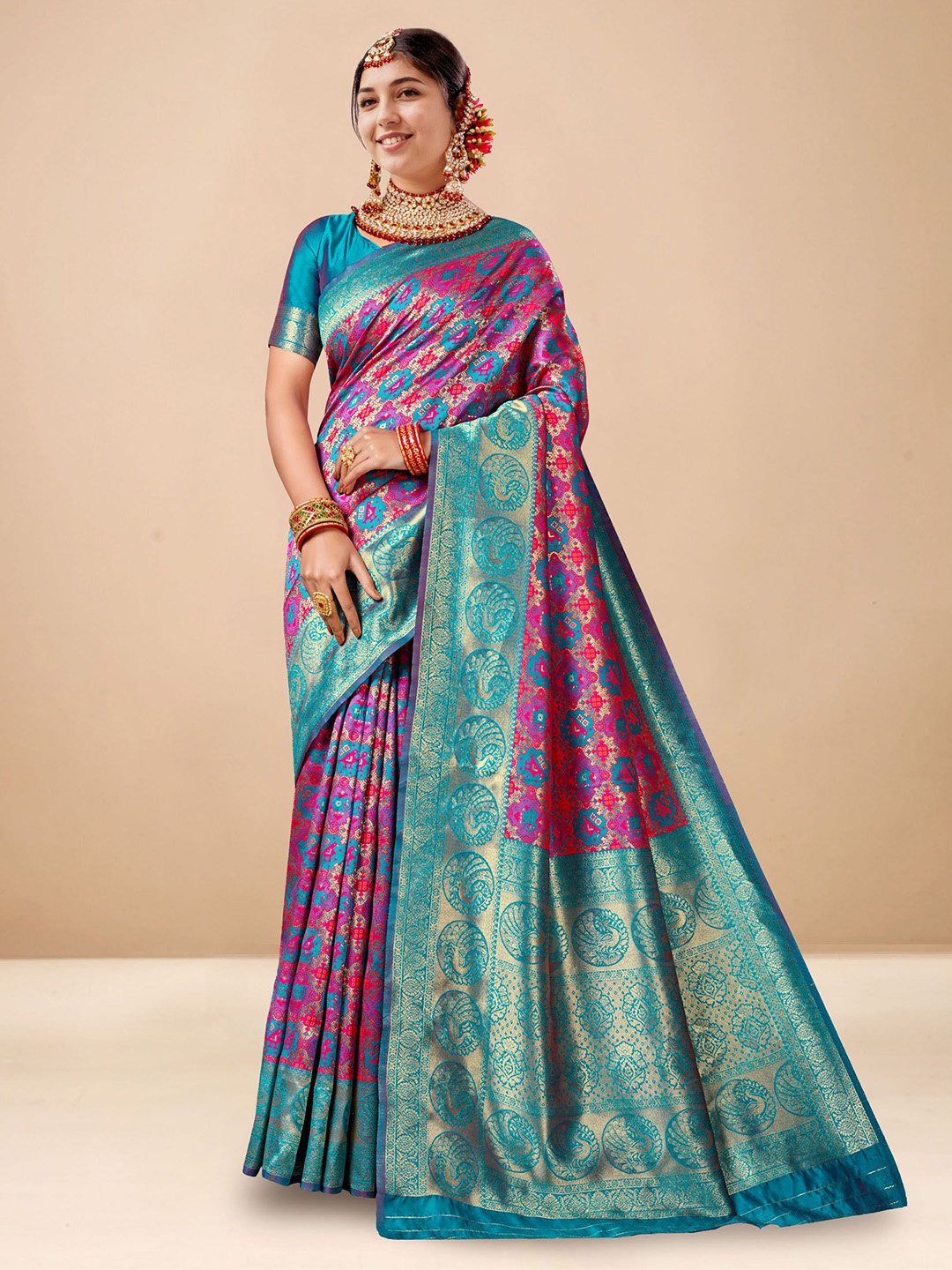 

Anouk Woven Design Art Silk Designer Kanjeevaram Saree, Pink