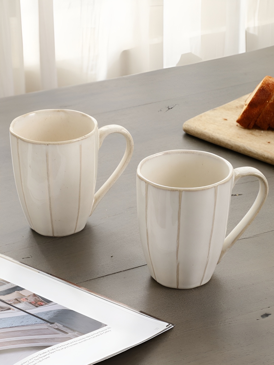 

VarEesha Beige & Brown 2 Pieces Printed Ceramic Glossy Porcelain Cups and Mugs