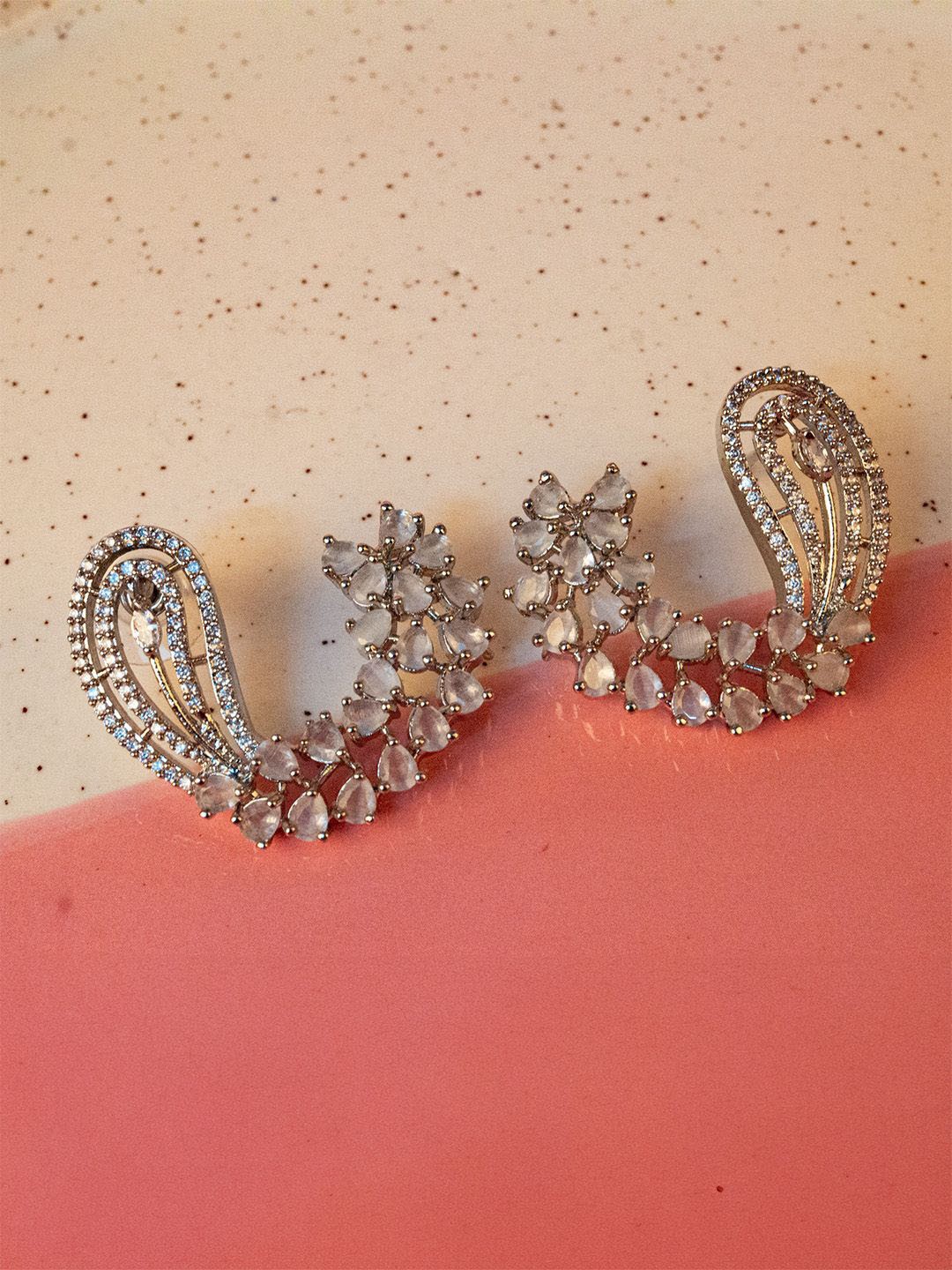 

SHARLEEZ Circular Half Hoop Earrings, Silver