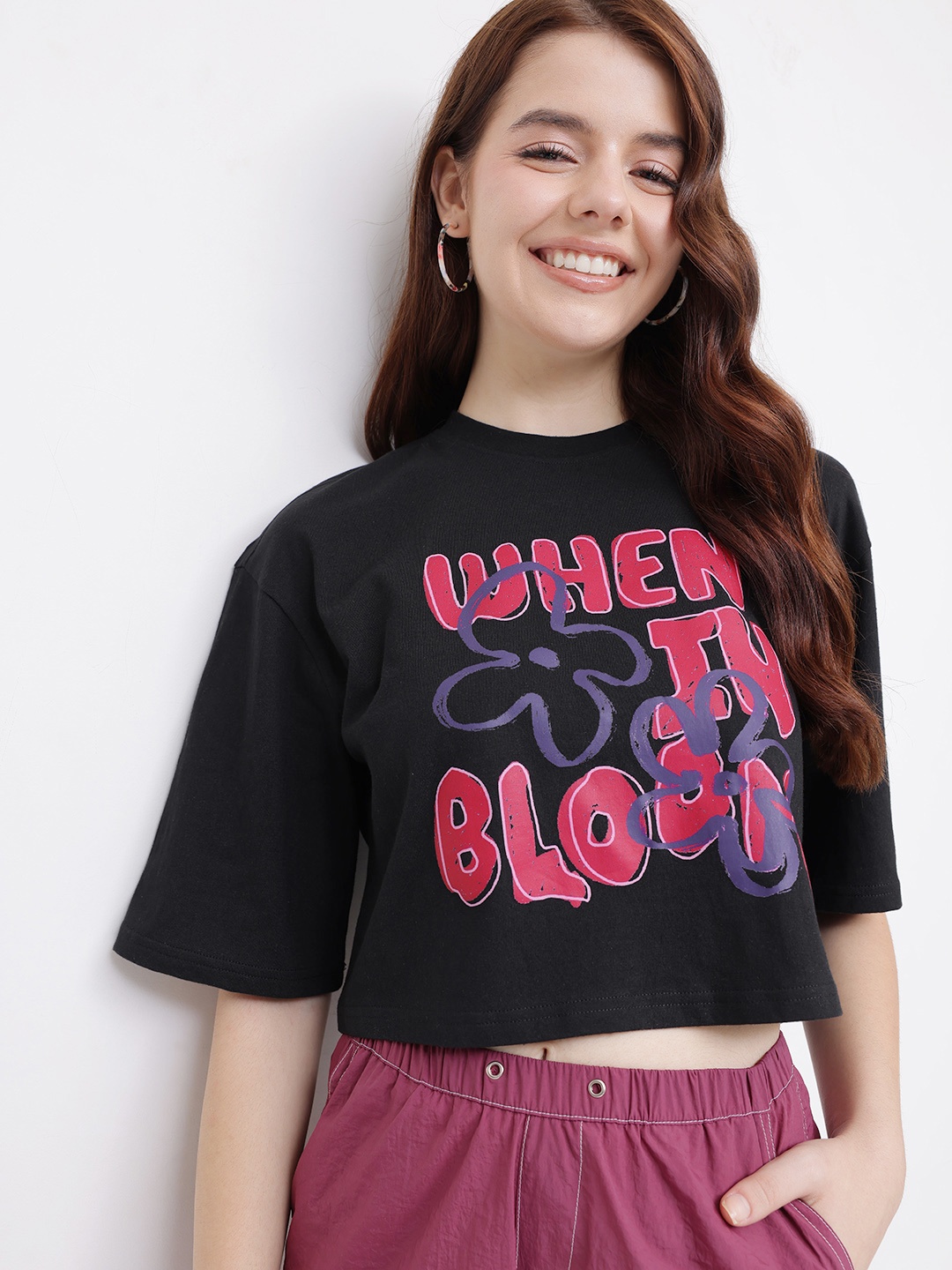 

DressBerry Quote Couture Boxy Crop T-shirt, Black