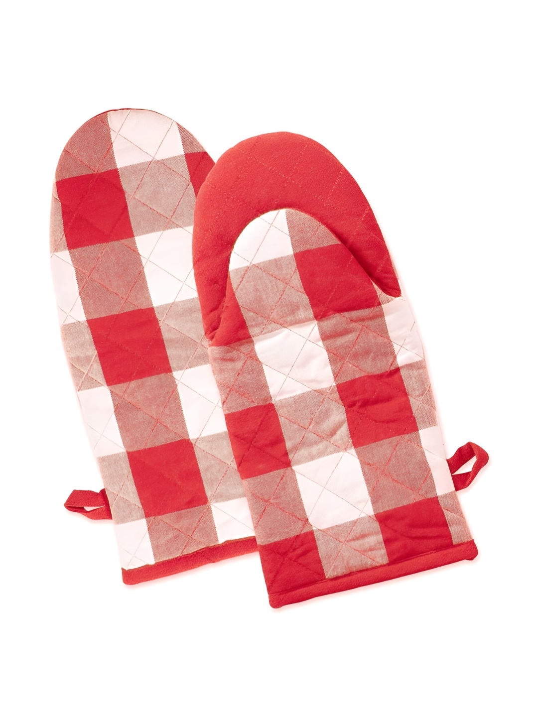 

Lushomes Red & White 2 Pieces Checked Pure Cotton Oven Gloves