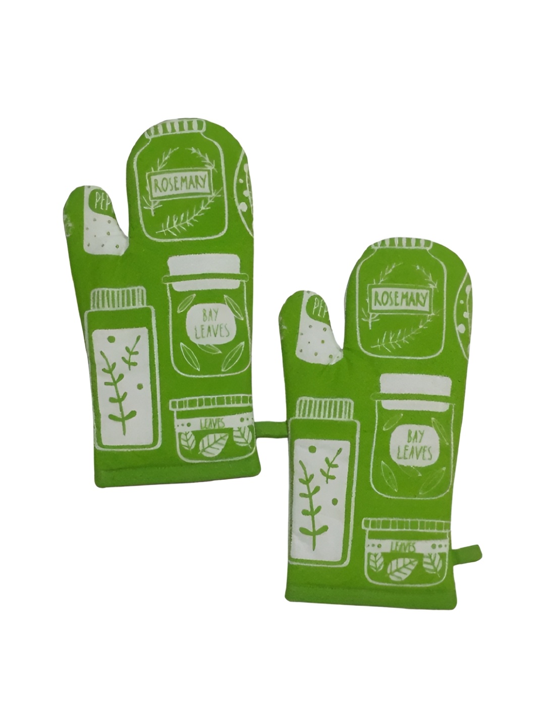 

Lushomes Green & White 2 Pieces Printed Pure Cotton Oven Gloves