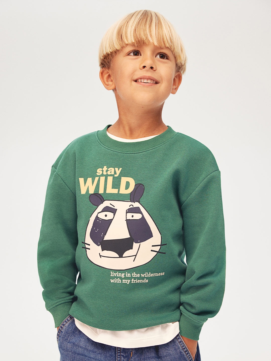 

H&M Boys Printed Sweatshirt, Green