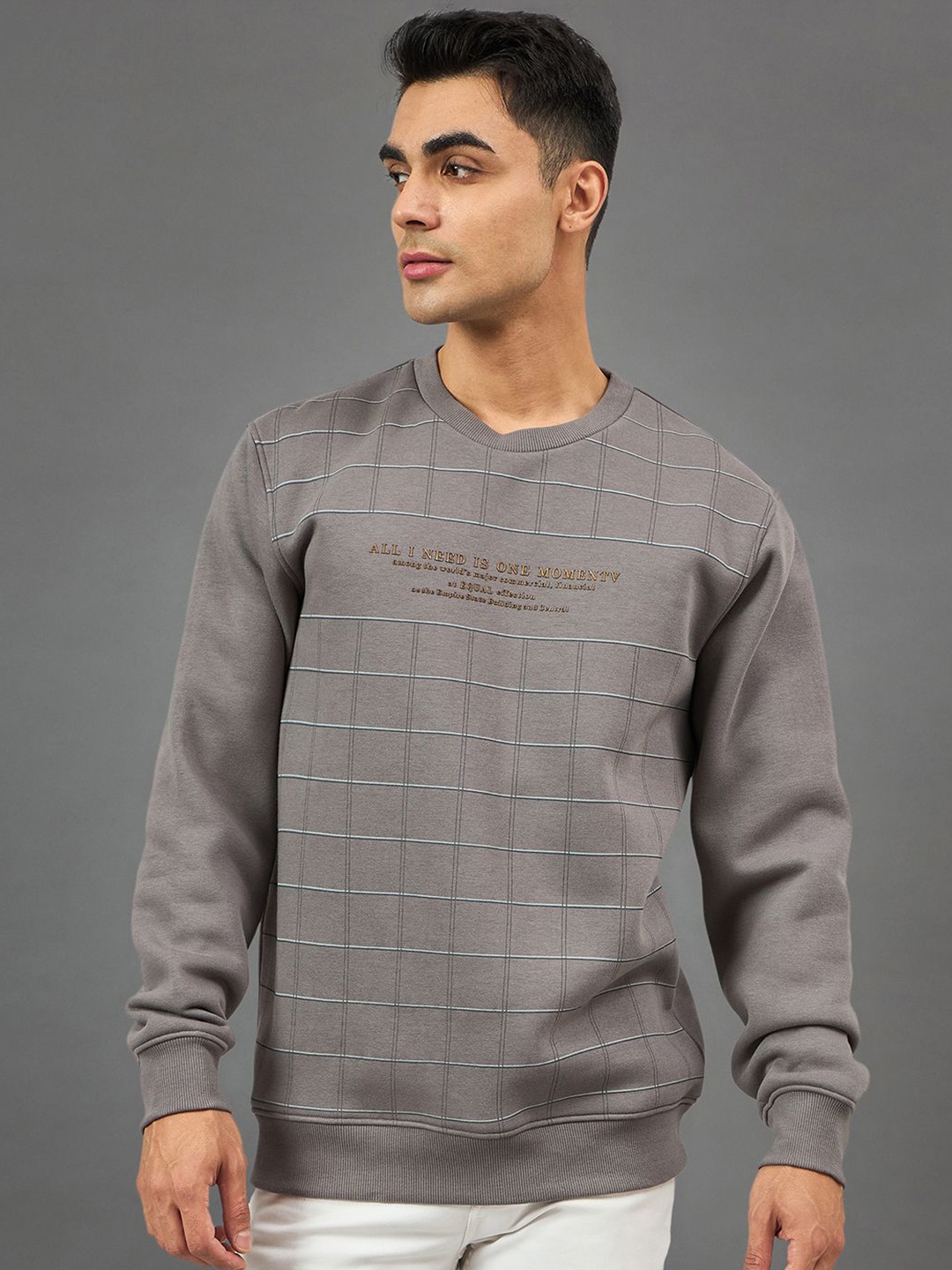 

Club York Men Checked Sweatshirt, Grey