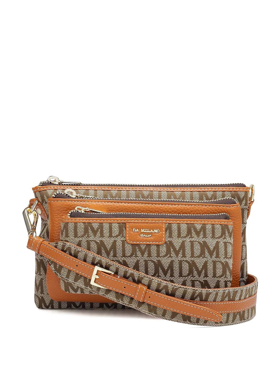 

Da Milano Printed Leather Sling Bag, Orange