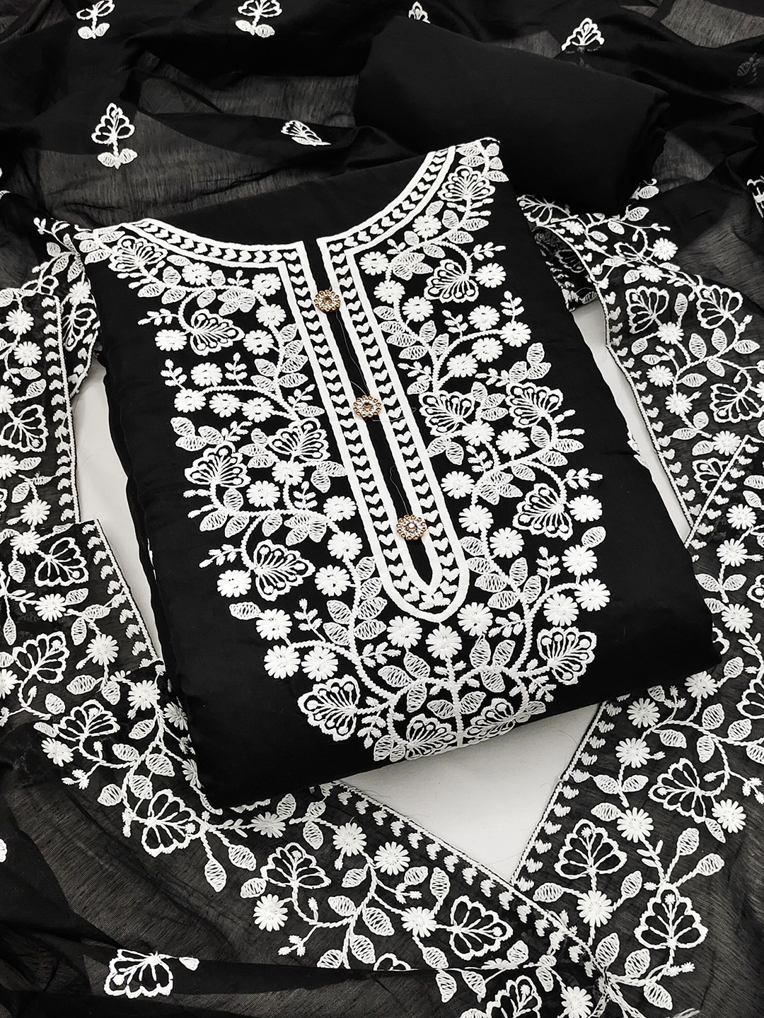 

Maroosh Ethnic Motifs Embroidered Unstitched Dress Material, Black