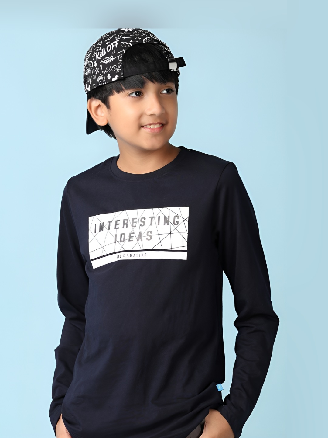 

V-Mart Boys Typography Printed Round Neck Cotton T-shirt, Navy blue