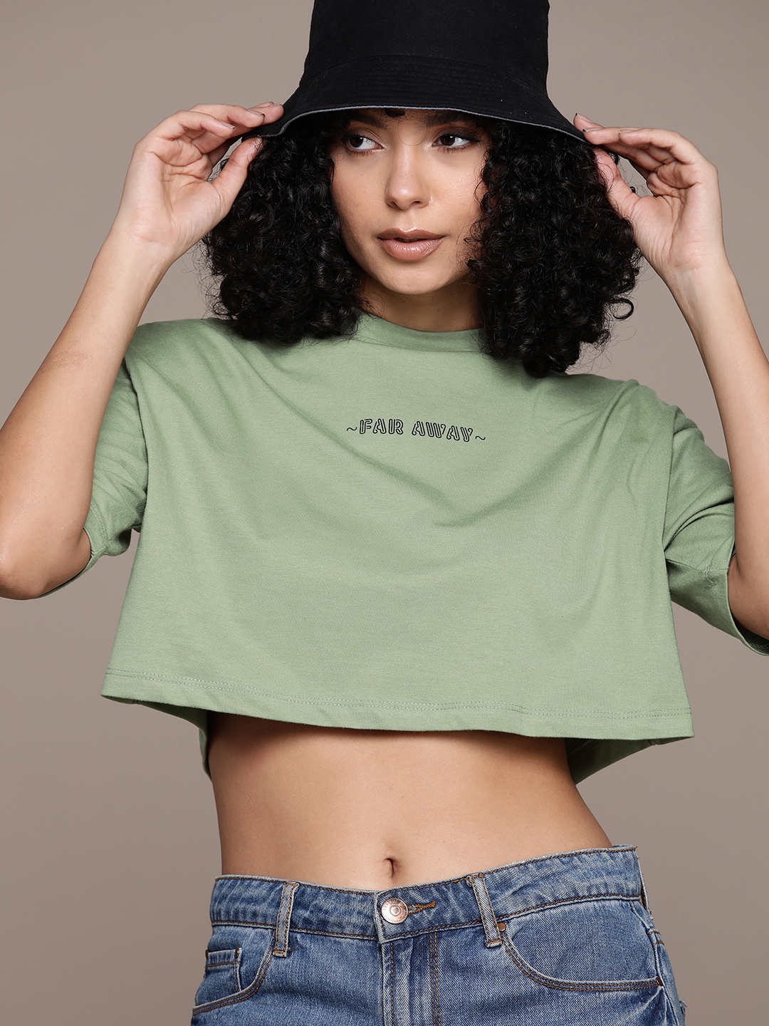 

The Roadster Lifestyle Co. Drop-Shoulder Sleeves Boxy T-shirt, Olive
