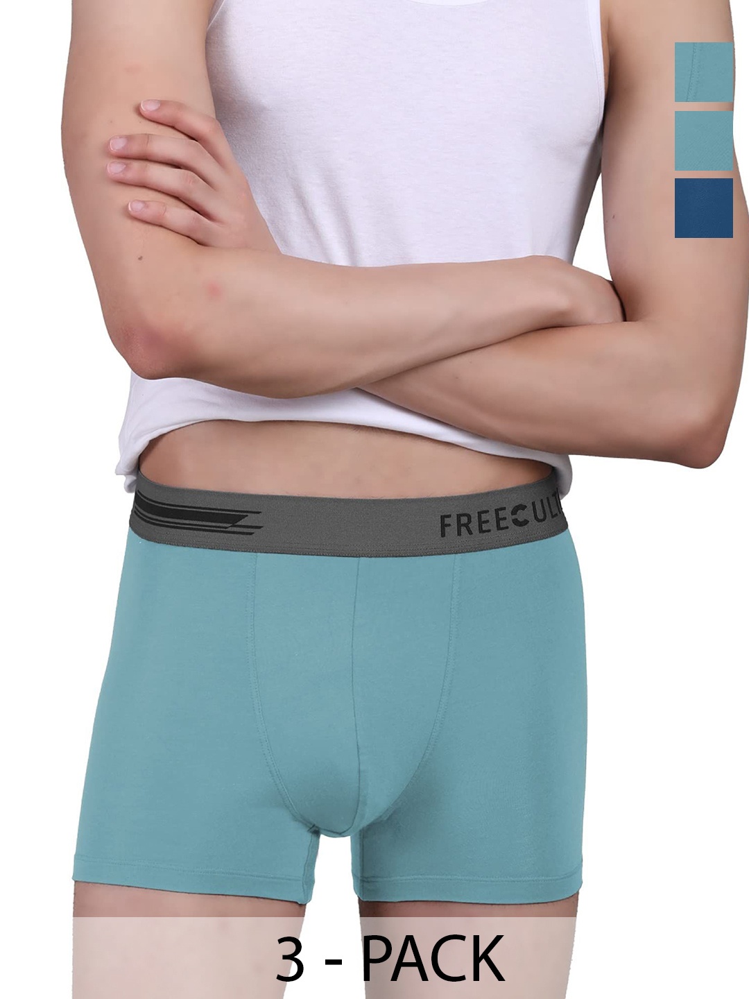 

FREECULTR Pack Of 3 Anti Bacterial Trunks, Blue