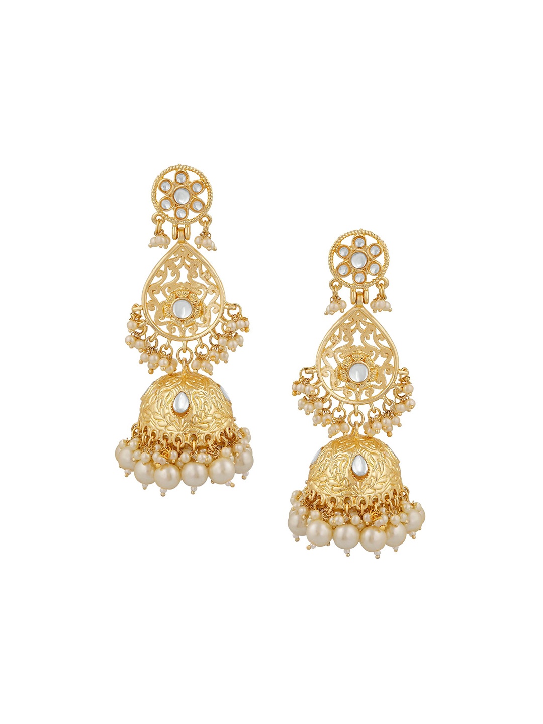 

Stefan Gold-Plated Contemporary Jhumkas Earrings, White