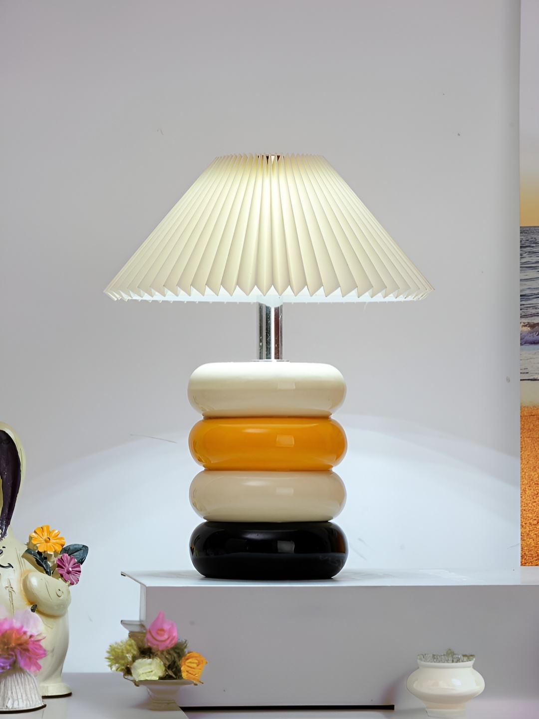 

The Better Home White & Yellow Ceramic Aesthetic Table Lamp