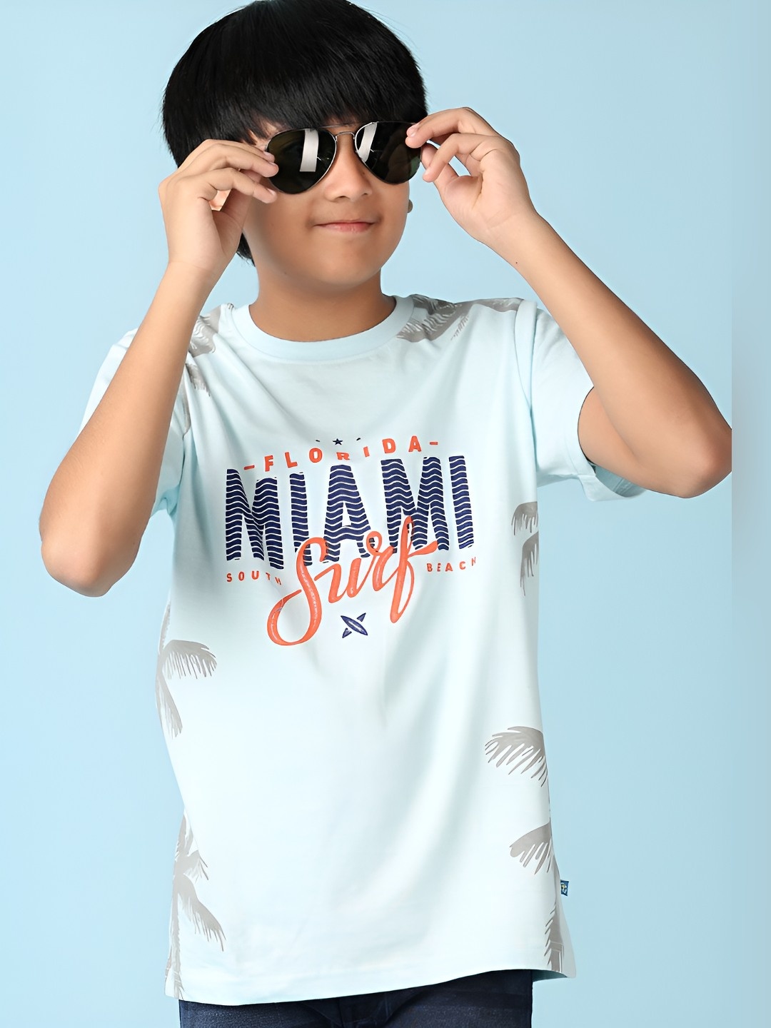 

V-Mart Boys Typography Printed Round Neck Cotton T-shirt, Blue