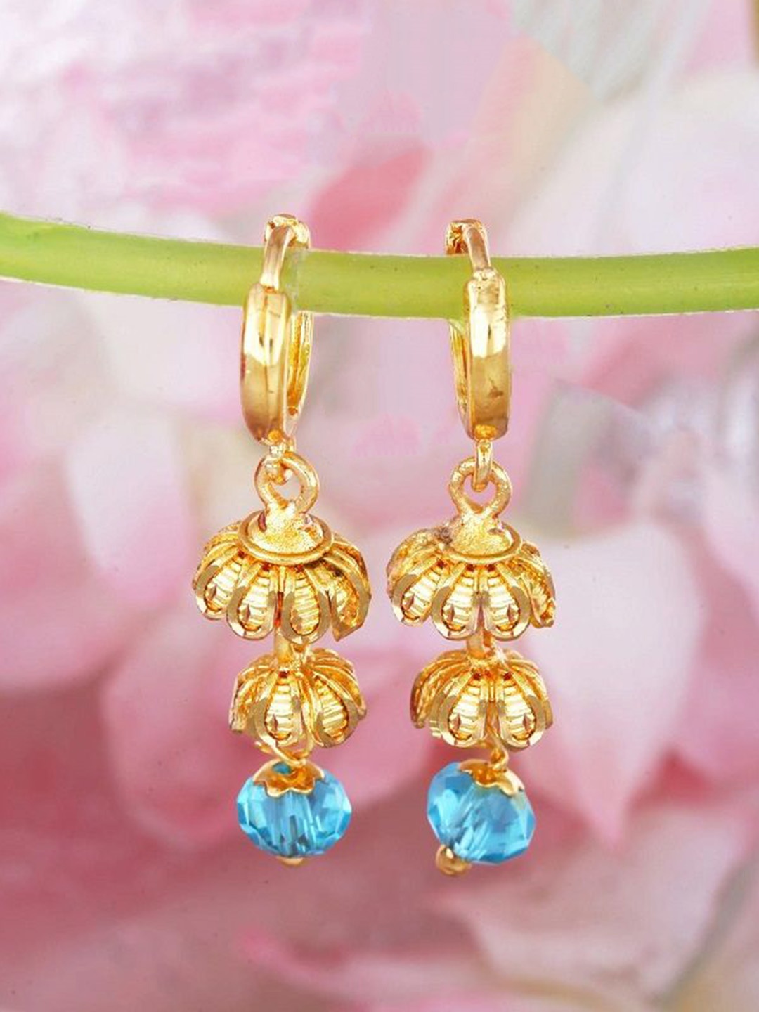 

Vighnaharta Gold-Plated Contemporary Jhumkas Earrings