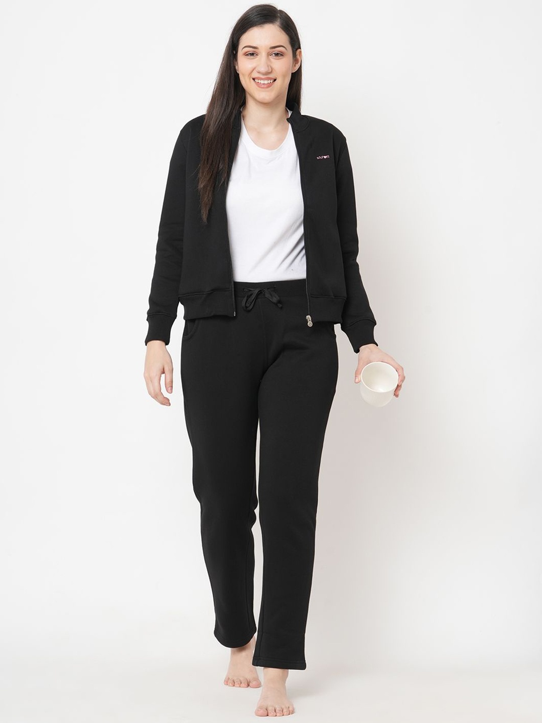 

Sweet Dreams Women Mock Collar Tracksuits, Black