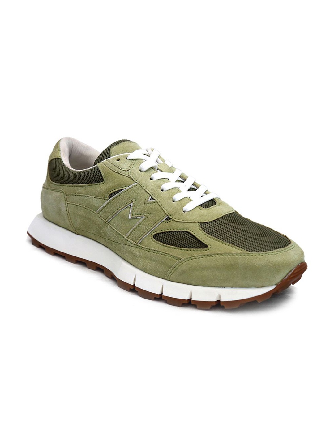 

mccoy Men Colourblocked Leather Lace-Ups Sneakers, Olive