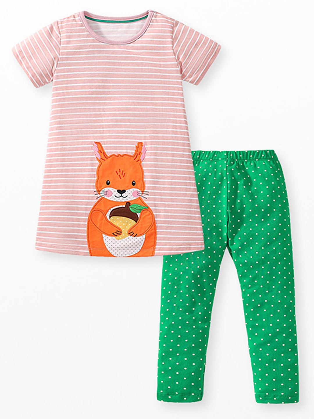 

LULU & SKY Printed Pure Cotton Nightsuits, Pink