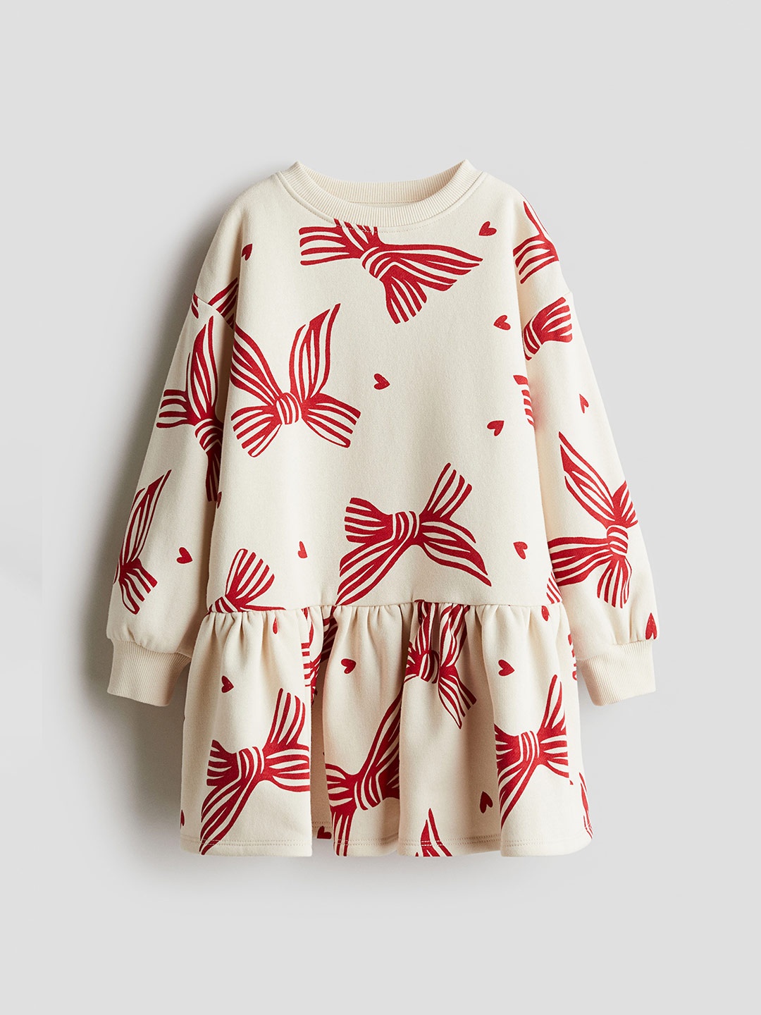 

H&M Girls Printed Sweatshirt Dress, Cream