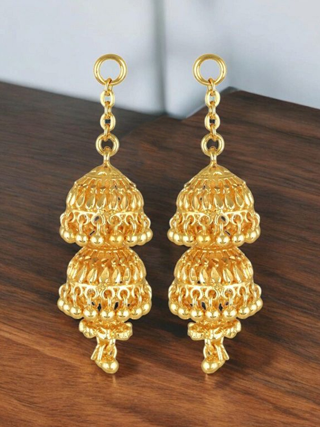 

Vighnaharta Gold-Plated Dome Shaped Jhumkas