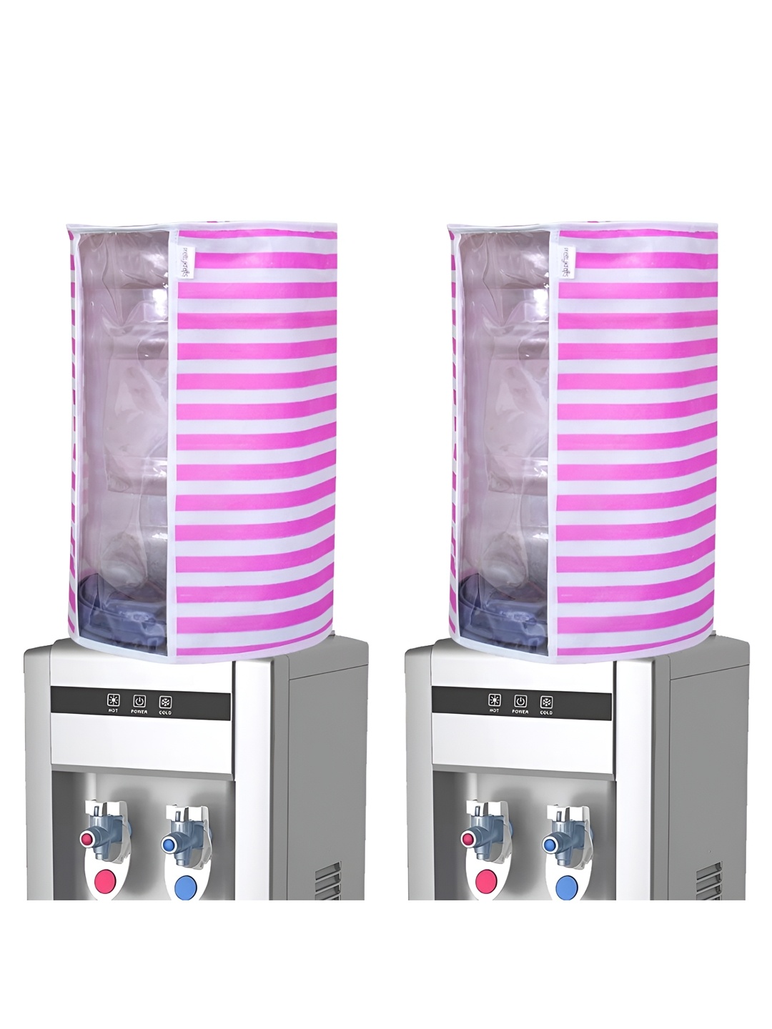 

prettykrafts White & Pink 2Pcs Striped Water Dispenser Covers