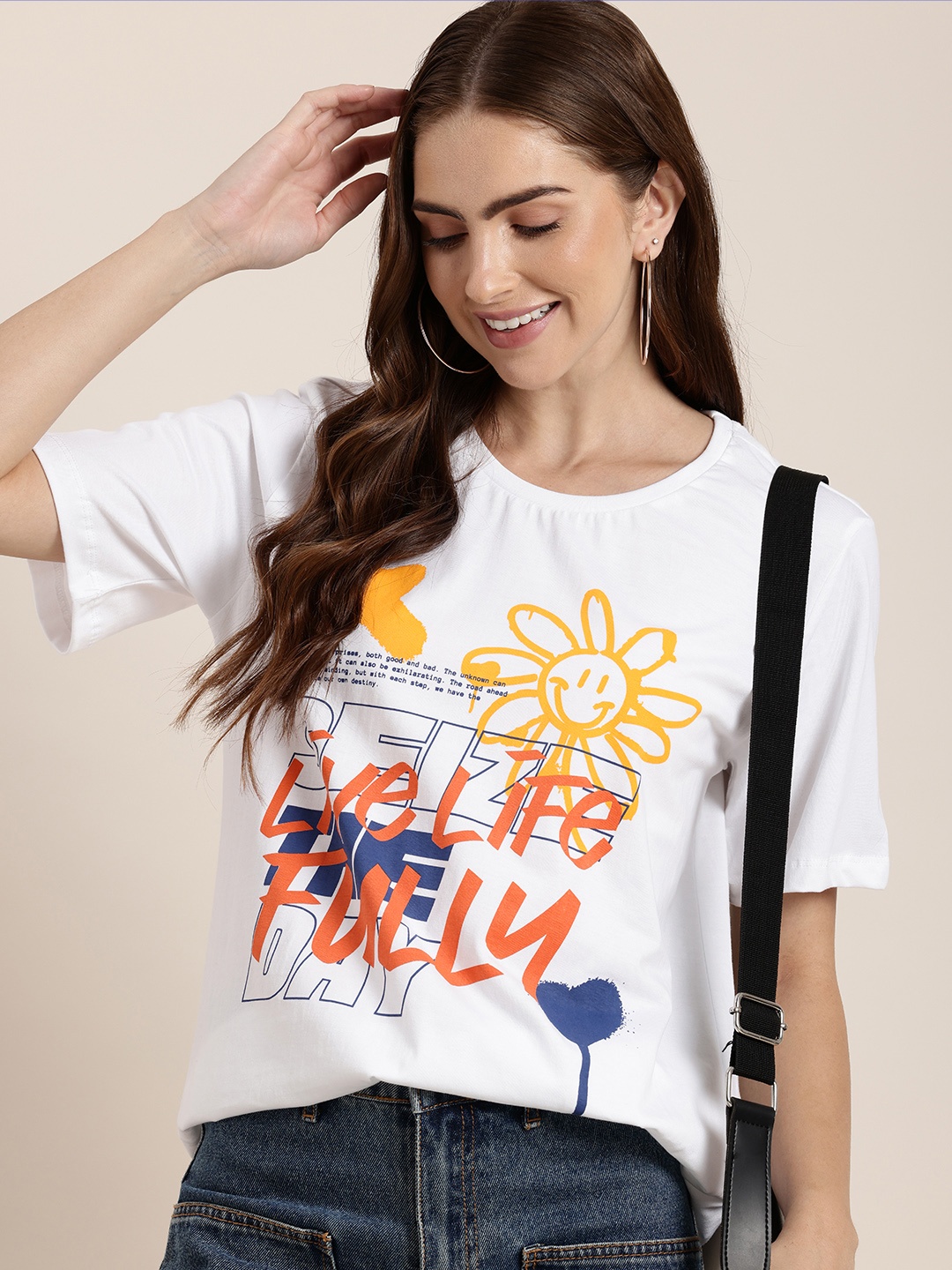 

HERE&NOW Pure Cotton Graphic Printed T-shirt, White