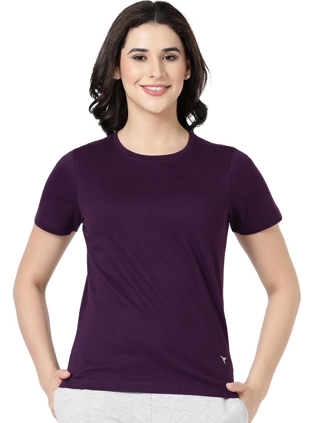 

BLOSSOM Women Cotton Short Sleeve Lounge T-Shirts, Purple