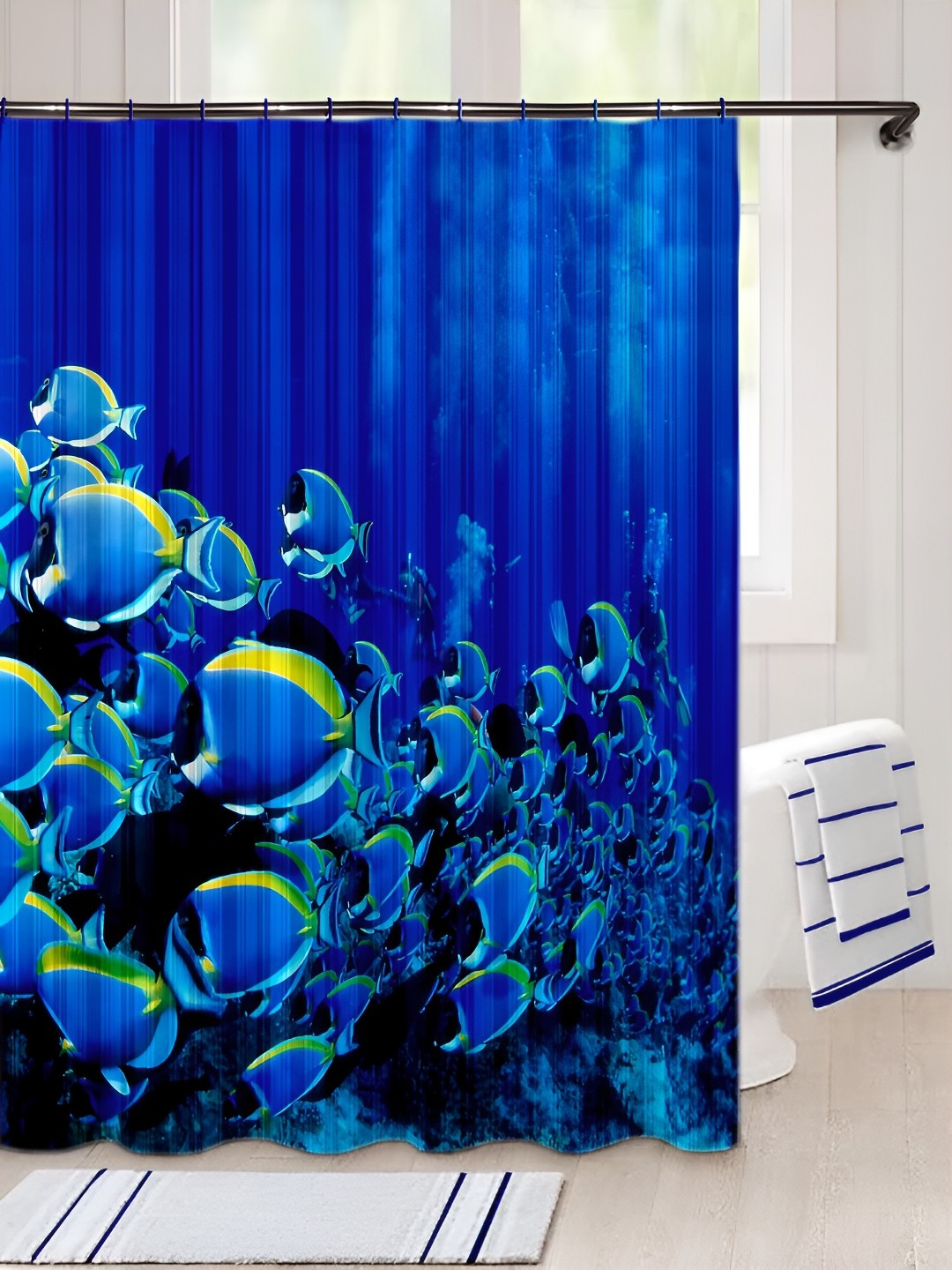 

Lushomes Blue & Green Printed Shower Curtains