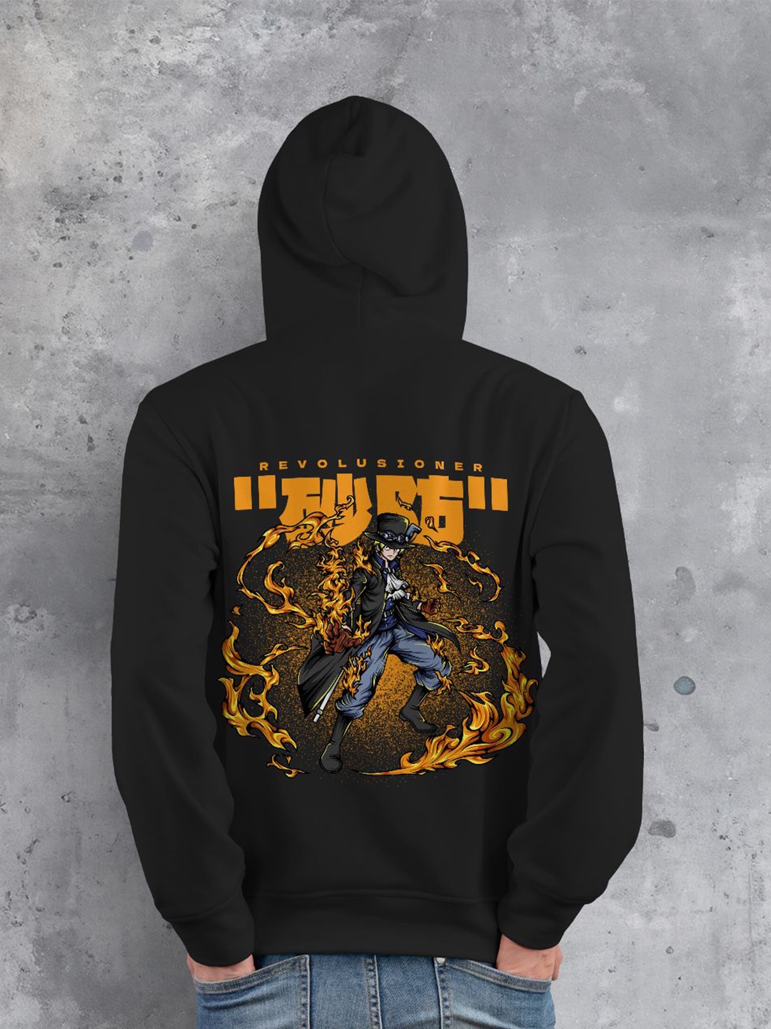 

fanideaz Men Printed Hooded Sweatshirt, Black