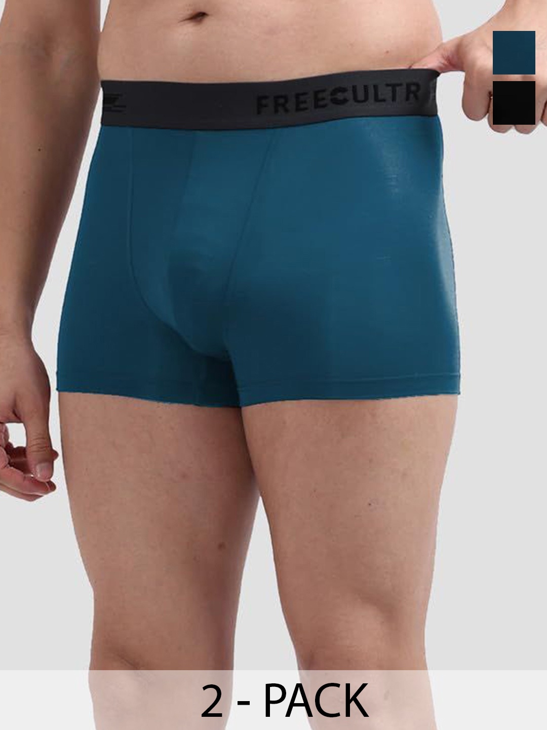 

FREECULTR Pack Of 2 Anti Bacterial Micromodal Trunks, Teal